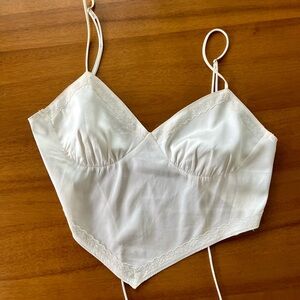 White lace crop handkerchief top